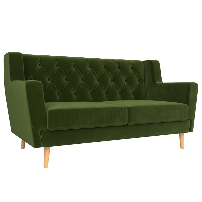 Прямой диван «Брайтон 2 Люкс», без механизма, микровельвет, цвет зелёный