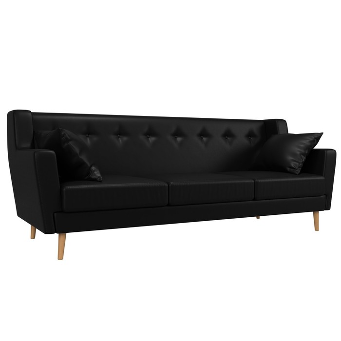 Прямой диван «Брайтон 3», без механизма, экокожа, цвет чёрный прямой диван брайтон 2 без механизма велюр цвет зелёный