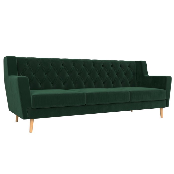 Прямой диван «Брайтон 3 Люкс», без механизма, велюр, цвет зелёный прямой диван брайтон 3 велюр