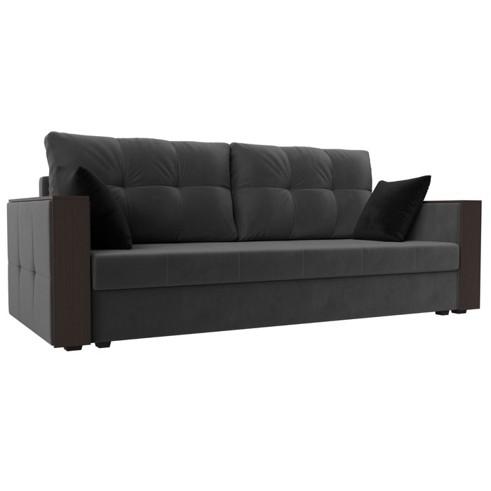 Прямой диван «Валенсия Лайт», механизм еврокнижка, велюр, цвет серый
