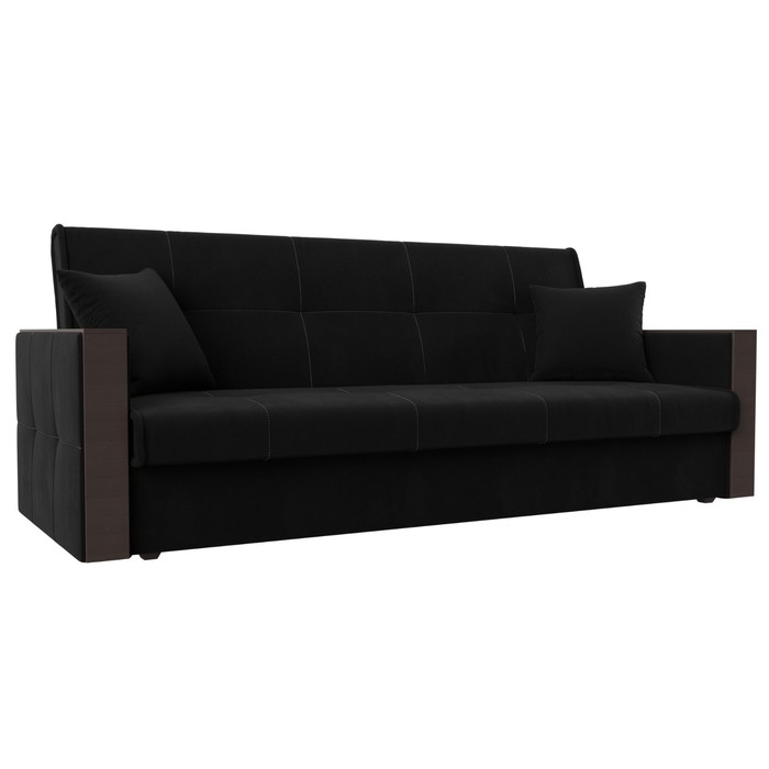 Прямой диван «Валенсия», механизм книжка, микровельвет, цвет чёрный