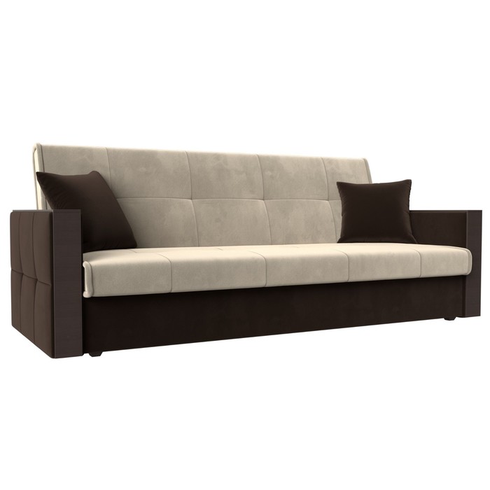 Прямой диван «Валенсия», механизм книжка, микровельвет, цвет бежевый / коричневый
