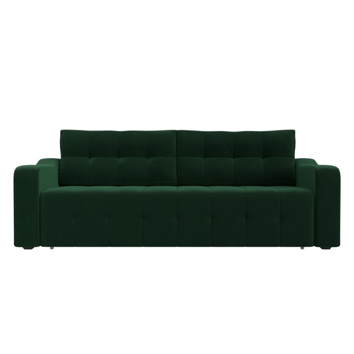 Прямой диван «Лиссабон», механизм еврокнижка, велюр, цвет зелёный