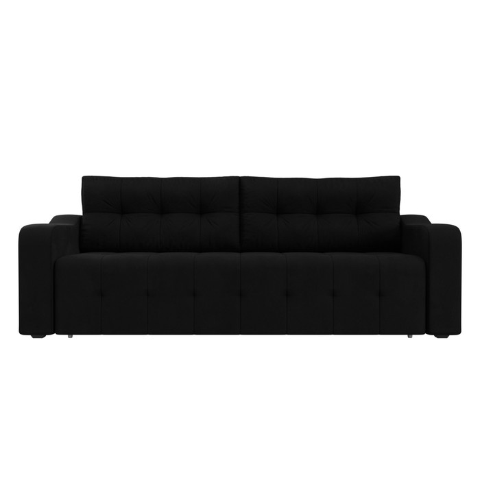 Прямой диван «Лиссабон», механизм еврокнижка, микровельвет, цвет чёрный