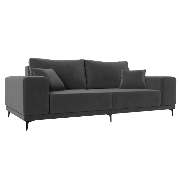 Прямой диван «Льюес», без механизма, велюр, цвет серый