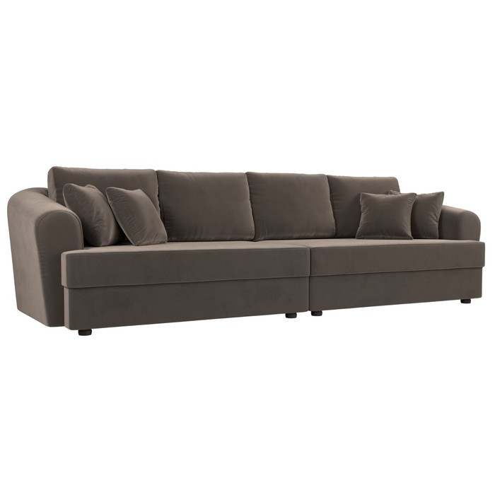 Прямой диван «Милтон», механизм еврокнижка, велюр, цвет коричневый