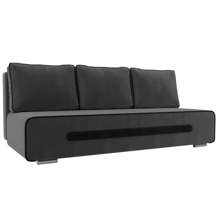 Прямой диван «Приам», механизм еврокнижка, велюр, цвет серый / чёрный
