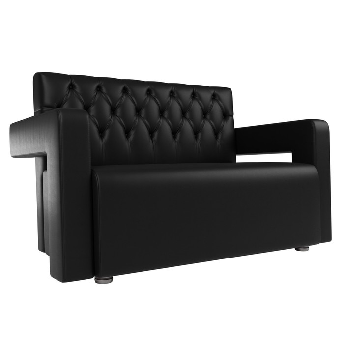 Прямой диван «Рамос Люкс», 2-х местный, без механизма, экокожа, цвет чёрный прямой диван артмебель рамос люкс 2 х местный велюр бирюза