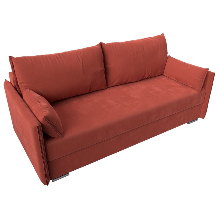 Прямой диван «Сайгон», механизм еврокнижка, микровельвет, цвет коралловый