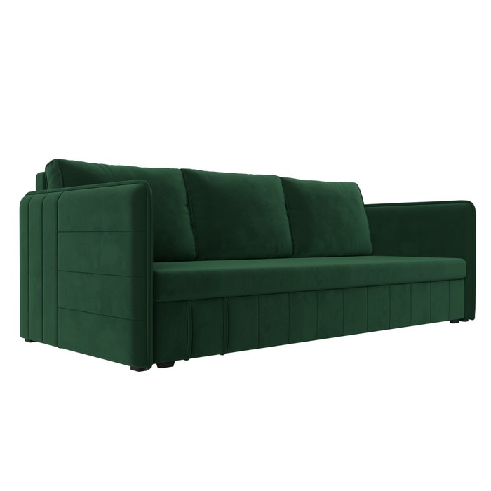 Прямой диван «Слим», механизм еврокнижка, велюр, цвет зелёный