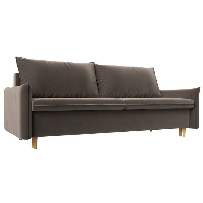Прямой диван «Хьюстон», механизм еврокнижка, велюр, цвет коричневый