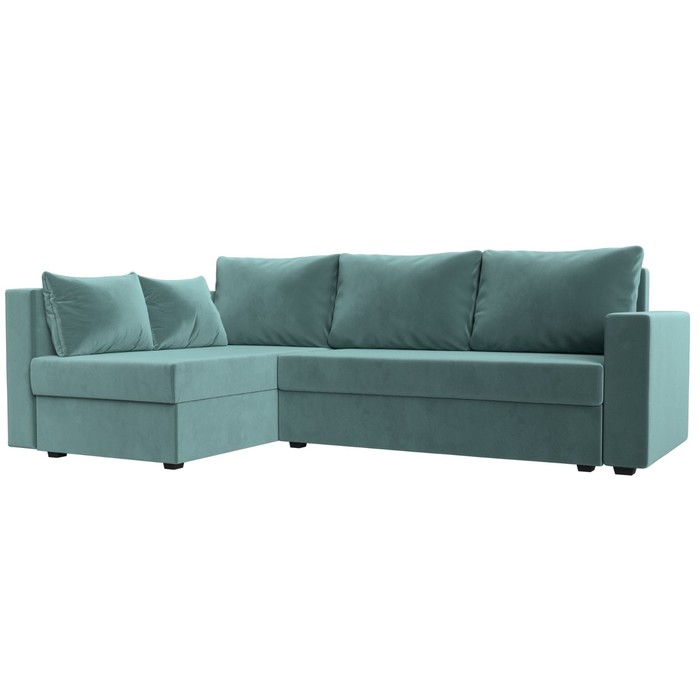 Угловой диван «Мансберг», механизм еврокнижка, угол левый, велюр, цвет бирюзовый