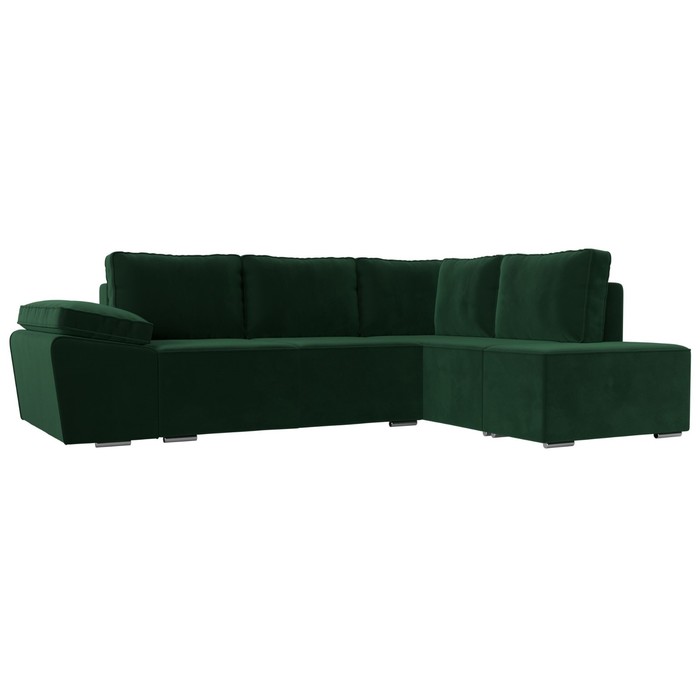 Угловой диван «Хьюго», правый угол, механизм еврокнижка, велюр, цвет зелёный угловой диван киото механизм еврокнижка угол универсальный велюр цвет зелёный