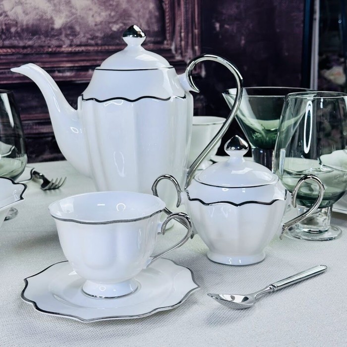 Чайный сервиз Lenardi Magnolia Silver, 14 предметов