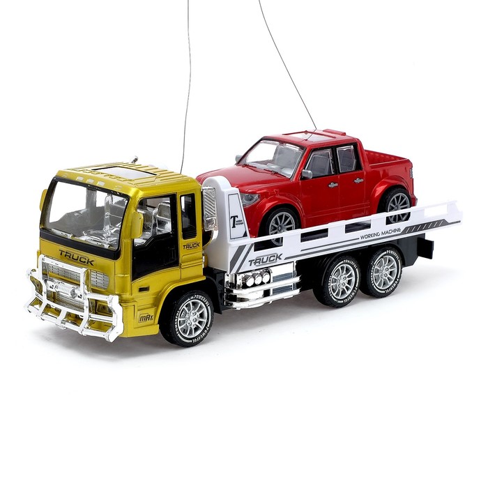 Набор машин радиоуправляемых "Грузовик эвакуатор + Пикап", работают от аккумулятора, цвета МИКС