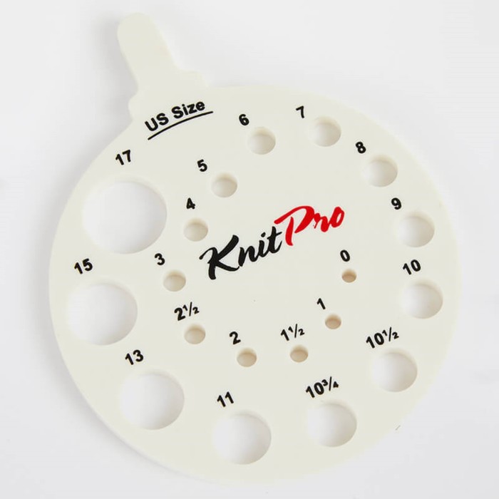 Линейка для определения размера спиц KnitPro, круглая белая 10991 линейка для определения размера спиц и плотности вязания knitpro 10701