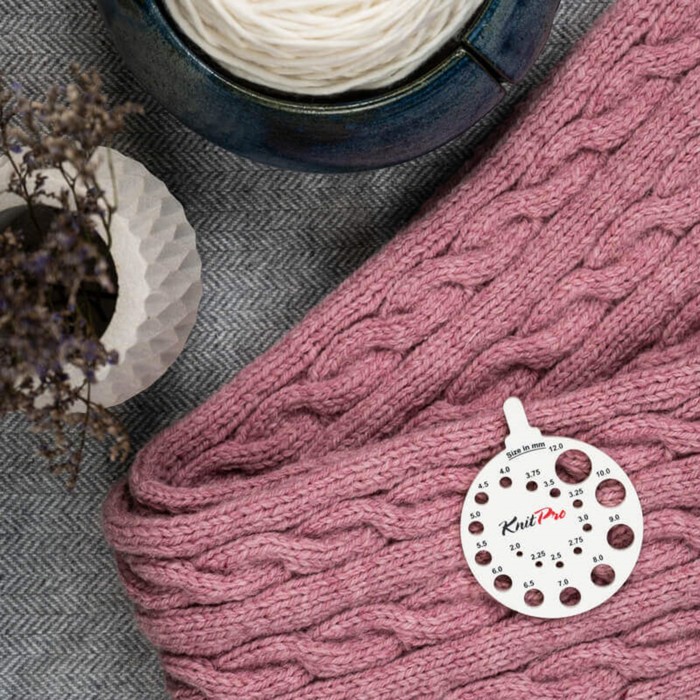 Линейка для определения размера спиц KnitPro, круглая белая 10991