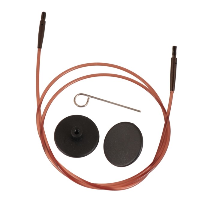 Набор: коричневый тросик126 см (150 см), заглушки и кабельный ключик KnitPro, 31297 31297