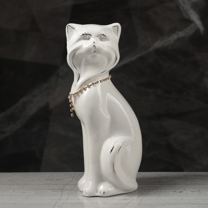 Копилка "Кошка Матильда" цепочка, глянец, белая