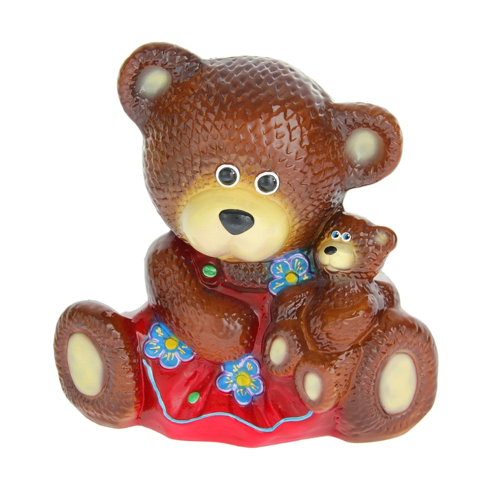 Копилка "Медведица с малышом" коричневая, микс