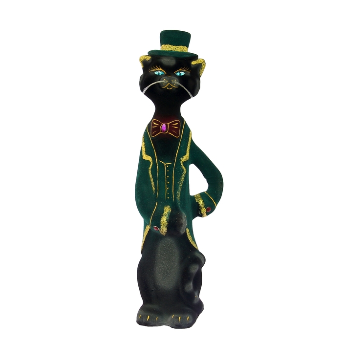 Копилка "Кот Кавалер" флок, чёрная