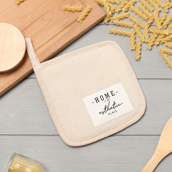 

Прихватка Этель "HOME", цвет бежевый, 16х16 см, 50%хл, 50%лен