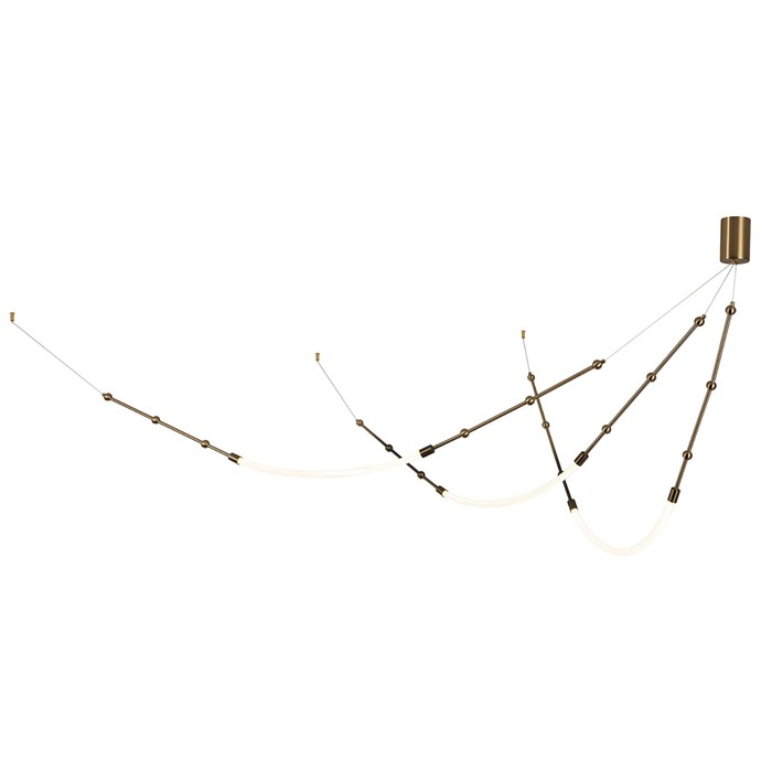 фото Светильник подвесной indigo, 14010/3p brass. 3х25вт, led, 1898лм, 3000-6500к, пульт радио 2.4g, 1604х30х мм, цвет белый