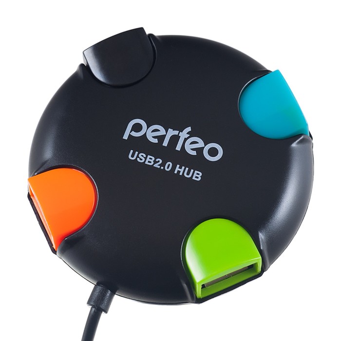 Разветвитель USB (Hub) Perfeo PF-VI-H020, 4 порта, USB 2.0, чёрный разветвитель usb hub perfeo pf vi h023 black 4 порта usb 2 0 черный