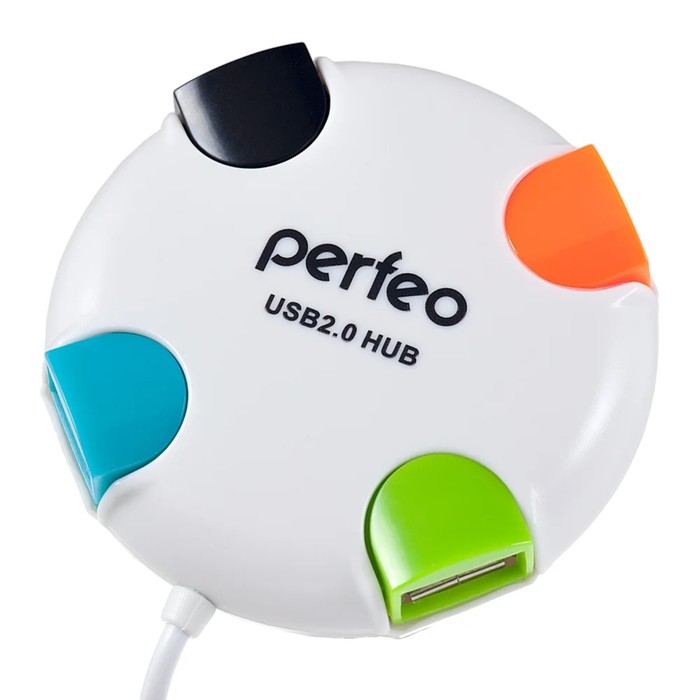 цена Разветвитель USB (Hub) Perfeo PF-VI-H020, 4 порта, USB 2.0, белый