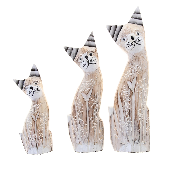 Сувенир "Кошки с полосатыми ушами", набор 3 шт.