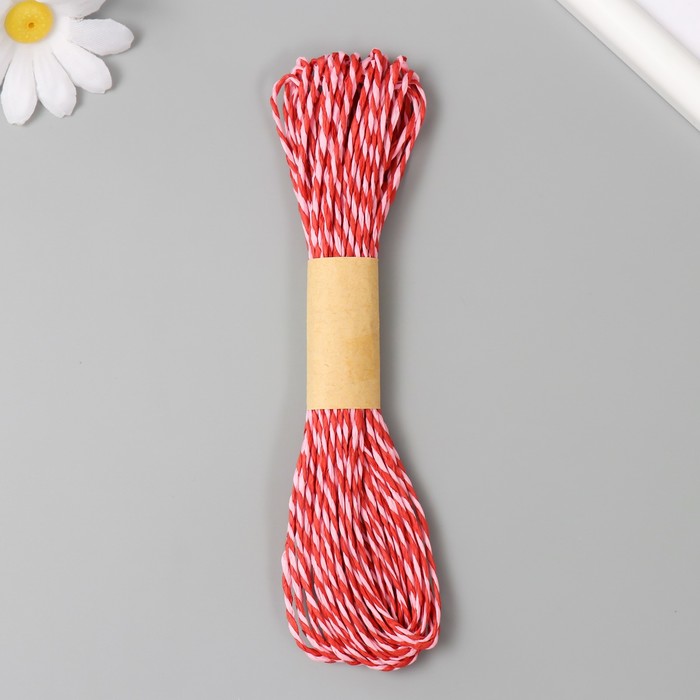 

Пряжа 100% целлюлоза "Softino Raffia Color Melange" кручёная, красно-розовая 10м