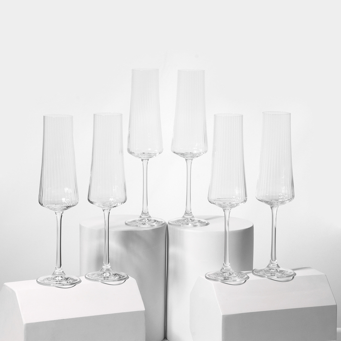 цена Набор стеклянных бокалов для шампанского «Экстра», 210 мл, 6 шт
