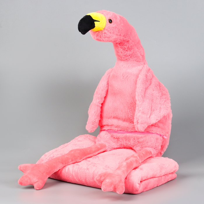 Мягкая игрушка «Фламинго» с пледом, 95 см, цвет розовый мягкая игрушка единорог с пледом цвет розовый