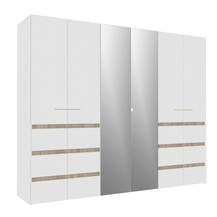 Шкаф для одежды 6-створчатый «Анона 7», 2700×594×2205 мм, цвет белый / дуб сонома 44848