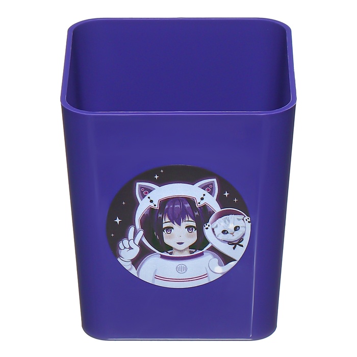 Подставка-стакан для канцелярии пластик ErichKrause Base, Space Anime, фиолетовая