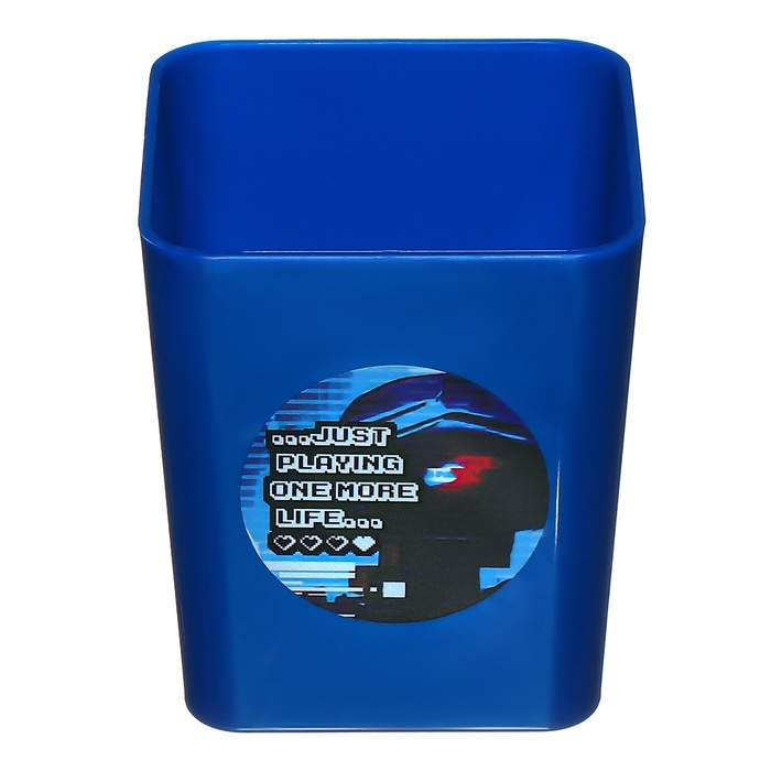 Подставка-стакан для канцелярии пластик ErichKrause Base, Cyber Game, синяя