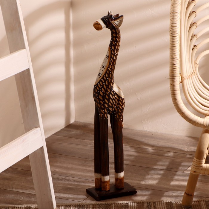 цена Сувенир дерево Жираф с завитками 60х14х8,5 см