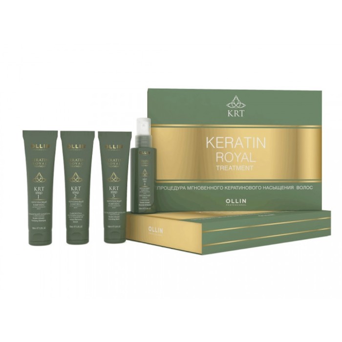 

Набор косметический Ollin Professional Keratin Royal Treatment, 4 предмета: шампунь 100 мл, бальзам 100 мл, сыворотка 100 мл, блеск 100 мл