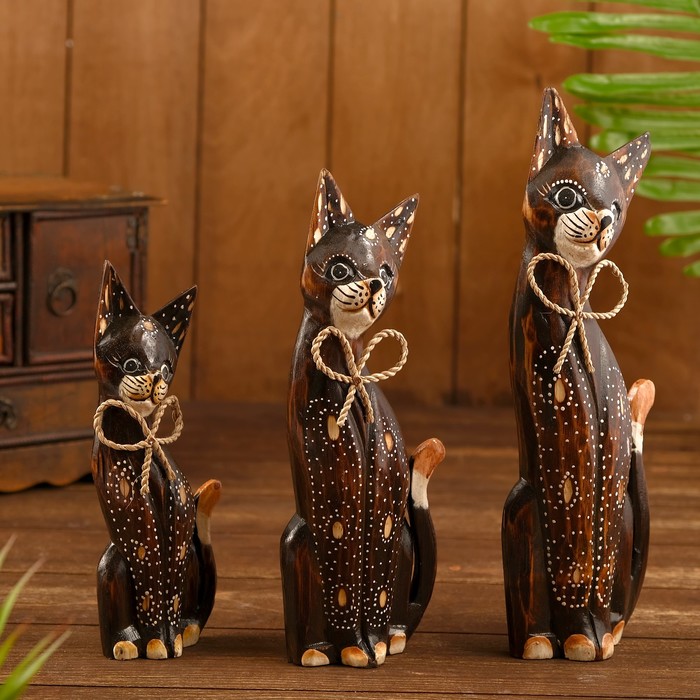 Набор кошек сувенирных "Кошки с бабочкой на шейке", 3 шт