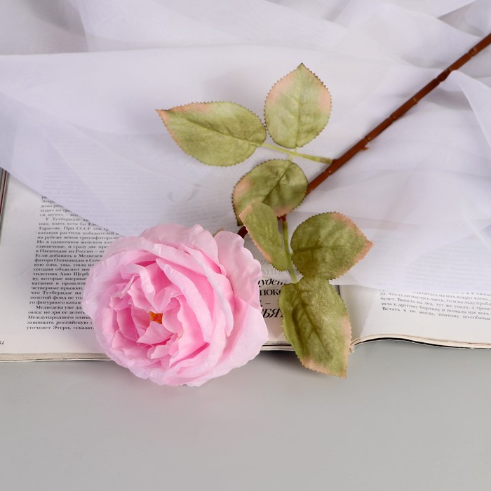 Цветы искусственные Роза шёлк d-10 см 45 см, розовый