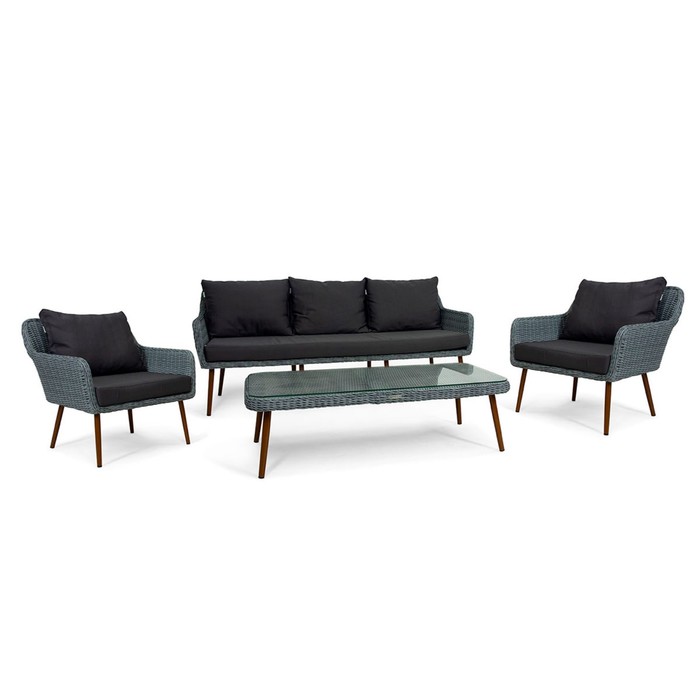 цена Комплект мебели MOKKA Rimini S3: стол кофейный, 2 кресла, софа 3 х-местная