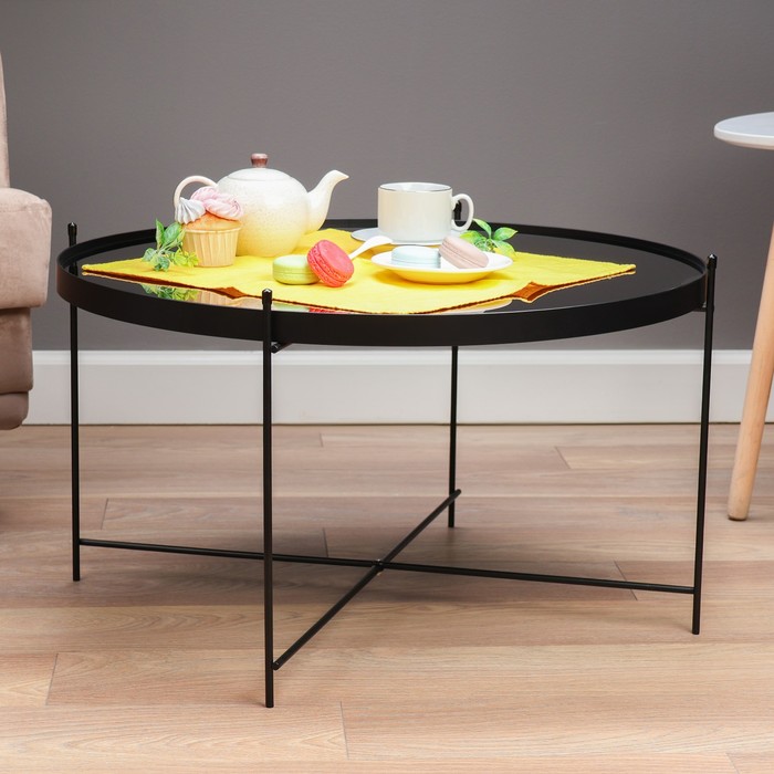Кофейный столик  Уран YS-8483-40, черный, стекло 70х40 см