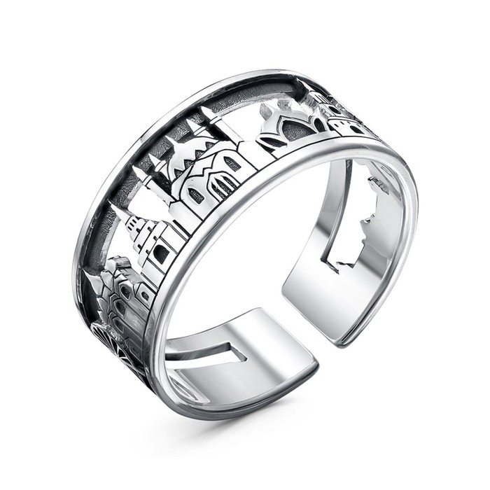 Кольцо «Казань», посеребрение с оксидированием, 18 размер гарнитур посеребрение 2 предмета серьги кольцо листва 18 5 размер