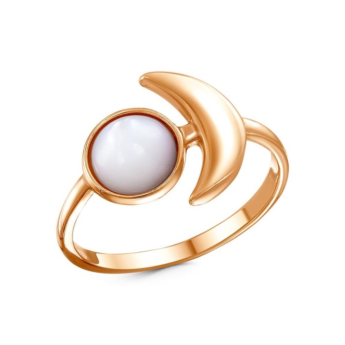 Кольцо «Перламутр» Луна, позолота, 17,5 размер кулон с бирюзой луна позолота с родированием