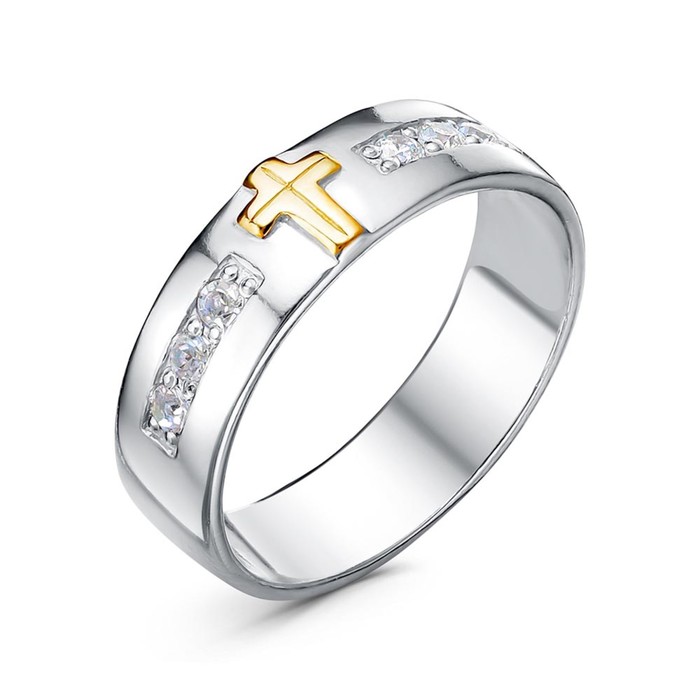кольцо love позолота с выборочным родированием 16 5 размер Кольцо «Крест», платинирование с выборочным золочением, 20 размер