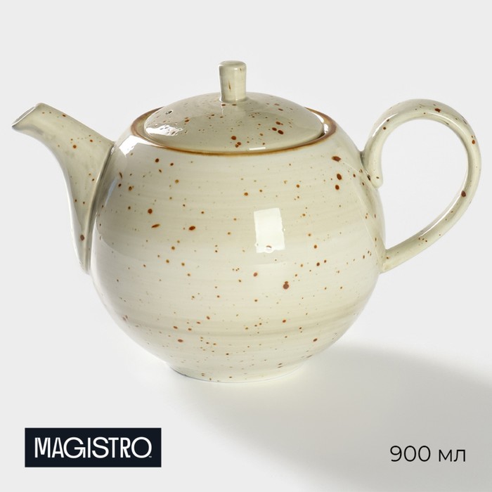 Чайник фарфоровый заварочный Magistro Mediterana, 900 мл, цвет бежевый чайник фарфоровый заварочный magistro сrotone 1 4 л цвет белый
