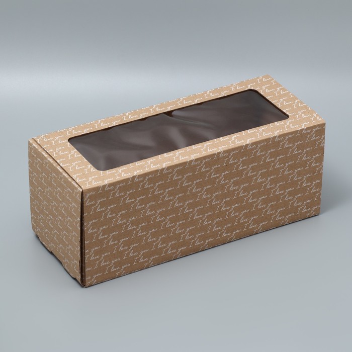 Коробка подарочная складная с PVC-окном, упаковка, Love you, 16 х 35 х 12 см