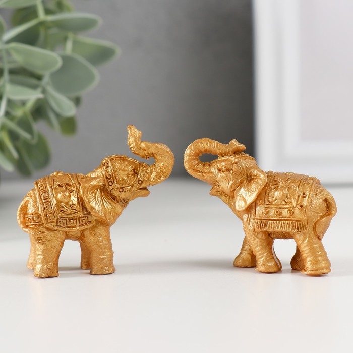 Сувенир полистоун Золотой слоник МИКС 2,2х5х4,5 см