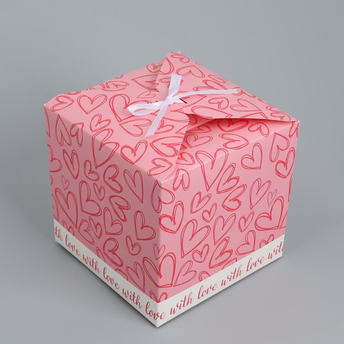 Коробка подарочная складная, упаковка, «Сердечки», 18 х 18 х 18 см
