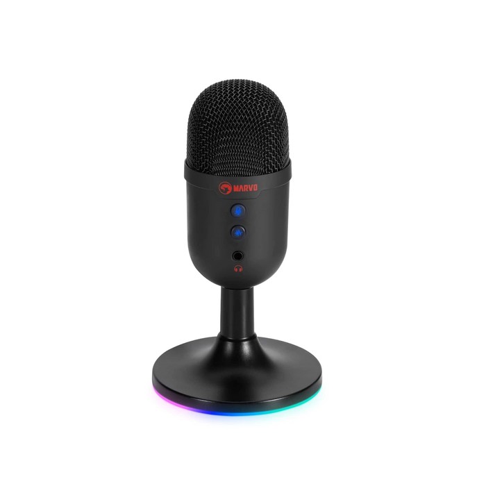 Микрофон Marvo MIC-06 BK, подставка, 3.5мм, кабель 1,8, чёрный микрофон marvo mic 06 bk подставка 3 5мм кабель 1 8 чёрный